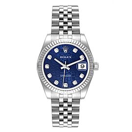 Rolex Datejust Midsize Steel White Gold Blue Diamond Dial Ladies Watch