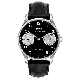 IWC Portuguese 7 Day Black Dial Limited Edition Steel Mens Watch