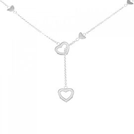 TIFFANY & Co 925 Silver Heart Link lariat Necklace E0132