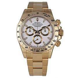 Rolex Cosmograph Daytona 116528 18K Yellow Gold White Index Dial 40mm Mens Watch