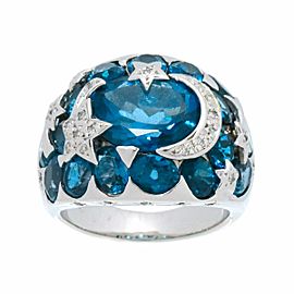 18k white gold Blue Topaz Diamond Ring
