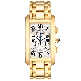Cartier Tank Americaine Chronograph Yellow Gold Mens Watch
