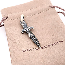 David Yurman Men's Waves Dagger Pendant Amulet with Black Diamonds