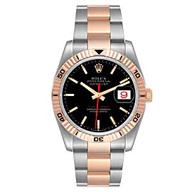 Rolex Datejust Turnograph Black Dial Steel Rose Gold Mens Watch