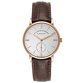 A. Lange and Sohne Saxonia Rose Gold Silver Dial Mens Watch
