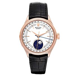 Rolex Cellini Moonphase White Dial Rose Gold Mens Watch