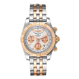 Breitling Chronomat 41 Steel Rose Gold Silver Dial Mens Watch
