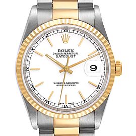 Rolex Datejust Steel Yellow Gold White Dial Mens Watch