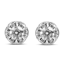 14K White Gold 3/4 Cttw Round Cut Diamond Halo Cluster Stud Earrings (I-J Color, I1-I2 Clarity)