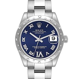 Rolex Datejust Midsize Blue Dial Steel Diamond Ladies Watch