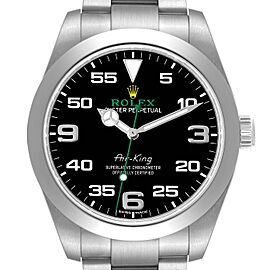 Rolex Oyster Perpetual Air King Green Hand Steel Mens Watch