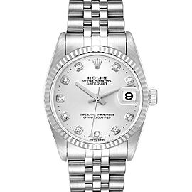 Rolex Datejust Midsize Steel White Gold Silver Diamond Dial Ladies Watch