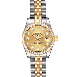 Rolex Datejust 26 Steel Yellow Gold Diamond Bezel Ladies Watch