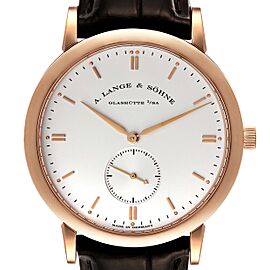 A. Lange and Sohne Saxonia 37mm Rose Gold Silver Dial Mens Watch