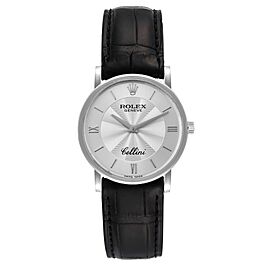 Rolex Cellini Classic White Gold Decorated Silver Dial Mens Watch