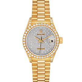 Rolex Datejust President Yellow Gold Silver Diamond Dial Ladies Watch
