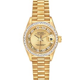 Rolex Datejust President Yellow Gold Diamond Bezel Myriad Dial Ladies Watch
