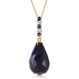 8.95 CTW 14K Solid Gold Necklace Diamond Briolette Drop Sapphire