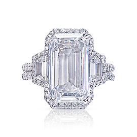 Norah 9 Carat Emerald Cut E VVS1 Diamond Engagement Ring in Platinum. GIA