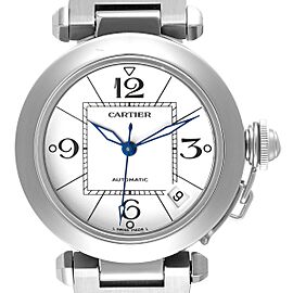 Cartier Pasha C White Dial Automatic Steel Mens Watch