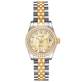Rolex Datejust Steel Yellow Gold MOP Diamond Bezel Ladies Watch