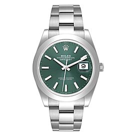 Rolex Datejust 41 Green Dial Smooth Bezel Steel Mens Watch