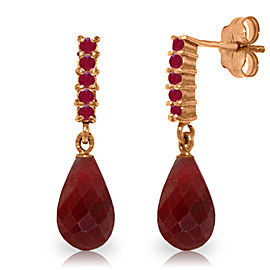 7 CTW 14K Solid Rose Gold Ruby Earrings Briolette Dangling Ruby