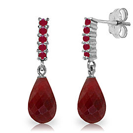 7 CTW 14K Solid White Gold Ruby Earrings Briolette Dangling Ruby