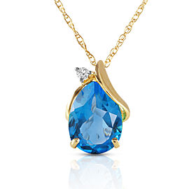 2.53 CTW 14K Solid Gold Necklace Diamond Blue Topaz