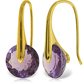 14K Solid Gold Fish Hook Earrings with Amethyst