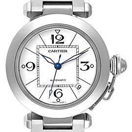 Cartier Pasha C Midsize White Dial Automatic Steel Mens Watch