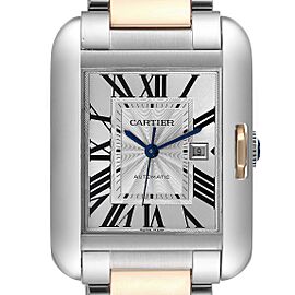 Cartier Tank Anglaise Large Steel 18K Rose Gold Mens Watch