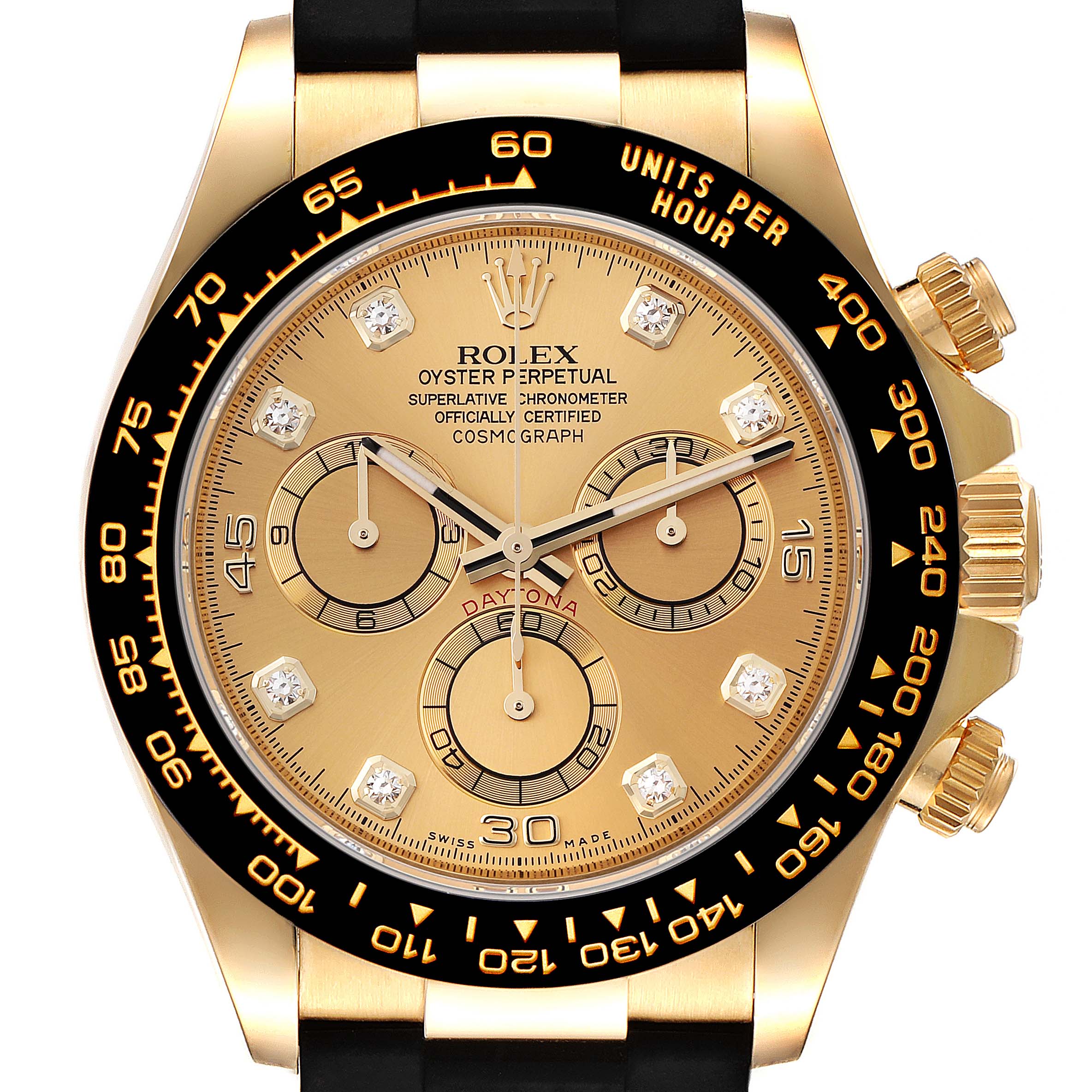 voor Makkelijk te gebeuren halen Rolex Daytona Yellow Gold Ceramic Bezel Rubber Strap Watch | Buy at  TrueFacet