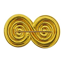 Lalaounis Greece Gold Swirl Brooch Pin