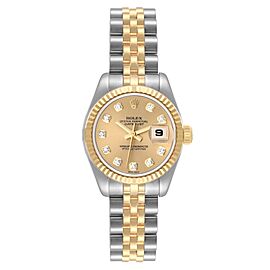 Rolex Datejust 26mm Steel Yellow Gold Diamond Dial Watch