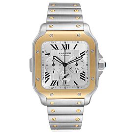 Cartier Santos XL Chronograph Steel Yellow Gold Mens Watch