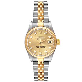Rolex Datejust Steel Yellow Gold Champagne Diamond Dial Ladies Watch