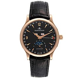 Jaeger Lecoultre Master Moonphase Rose Gold Black Dial Mens Watch