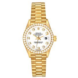 Rolex President Datejust Yellow Gold White Diamond Dial Watch