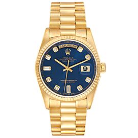 Rolex President Day-Date Yellow Gold Blue Diamond Dial Watch