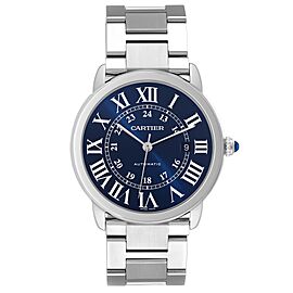 Cartier Ronde Solo XL Blue Dial Automatic Steel Mens Watch