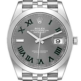 Rolex Datejust 41 Grey Green Wimbledon Dial Steel Mens Watch