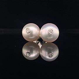 Akoya Pearl Diamond Earrings 14k White Gold Certified $1,950