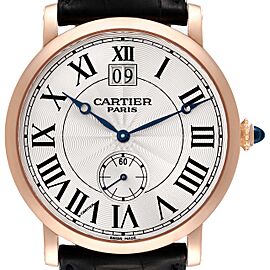 Cartier Rotonde 18k Rose Gold Silver Dial Mens Watch