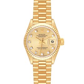 Rolex President Yellow Gold Diamond Dial Ladies Watch