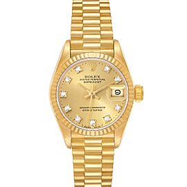 Rolex Datejust President Yellow Gold Diamond Dial Ladies Watch