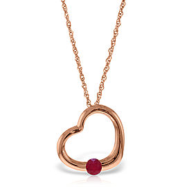 14K Solid Rose Gold Heart Necklace with Natural Ruby