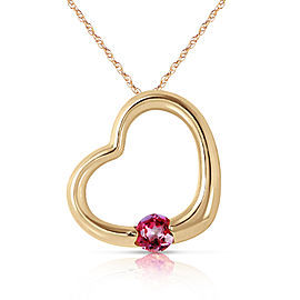 14K Solid Gold Heart Necklace with Natural Pink Topaz