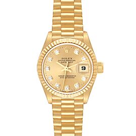 Rolex Datejust President Yellow Gold Diamond Dial Ladies Watch