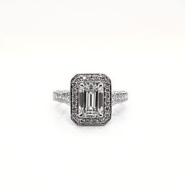 3 Carat Emerald Cut Lab Grown Diamond Engagement Vintage Halo Ring IGI Certified